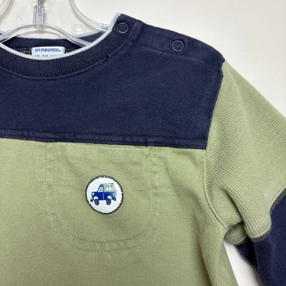 Vtg Gymboree Jeep Y2K 2001  Green Blue Long Sleeve Shirt Sz 18-24 M